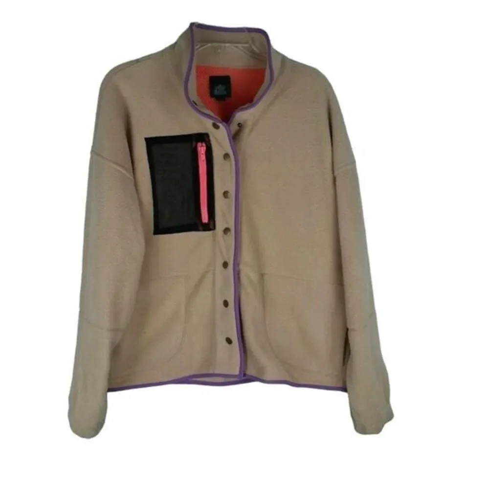 ⭐️Wild Fable Women's Snap‎ Front Faux Fur Sherpa Jacket Nude Casual Outerwear XL